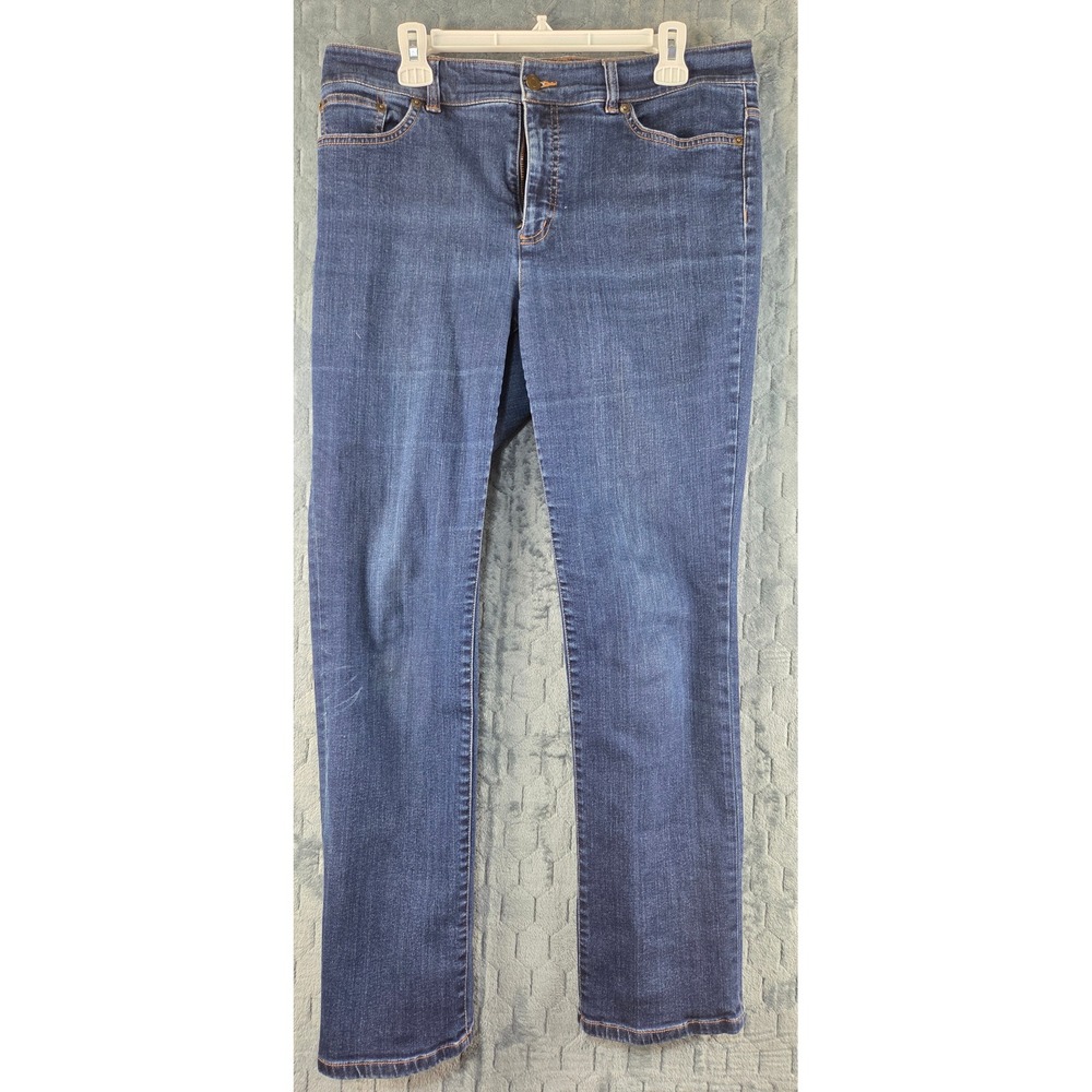Lauren Ralph‎ Lauren Womens 12 Blue Straight Leg Stretch Denim Jeans Indigo